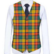 Waistcoat, Vest, Silk-effect Poly Dupion, Buchanan Tartan